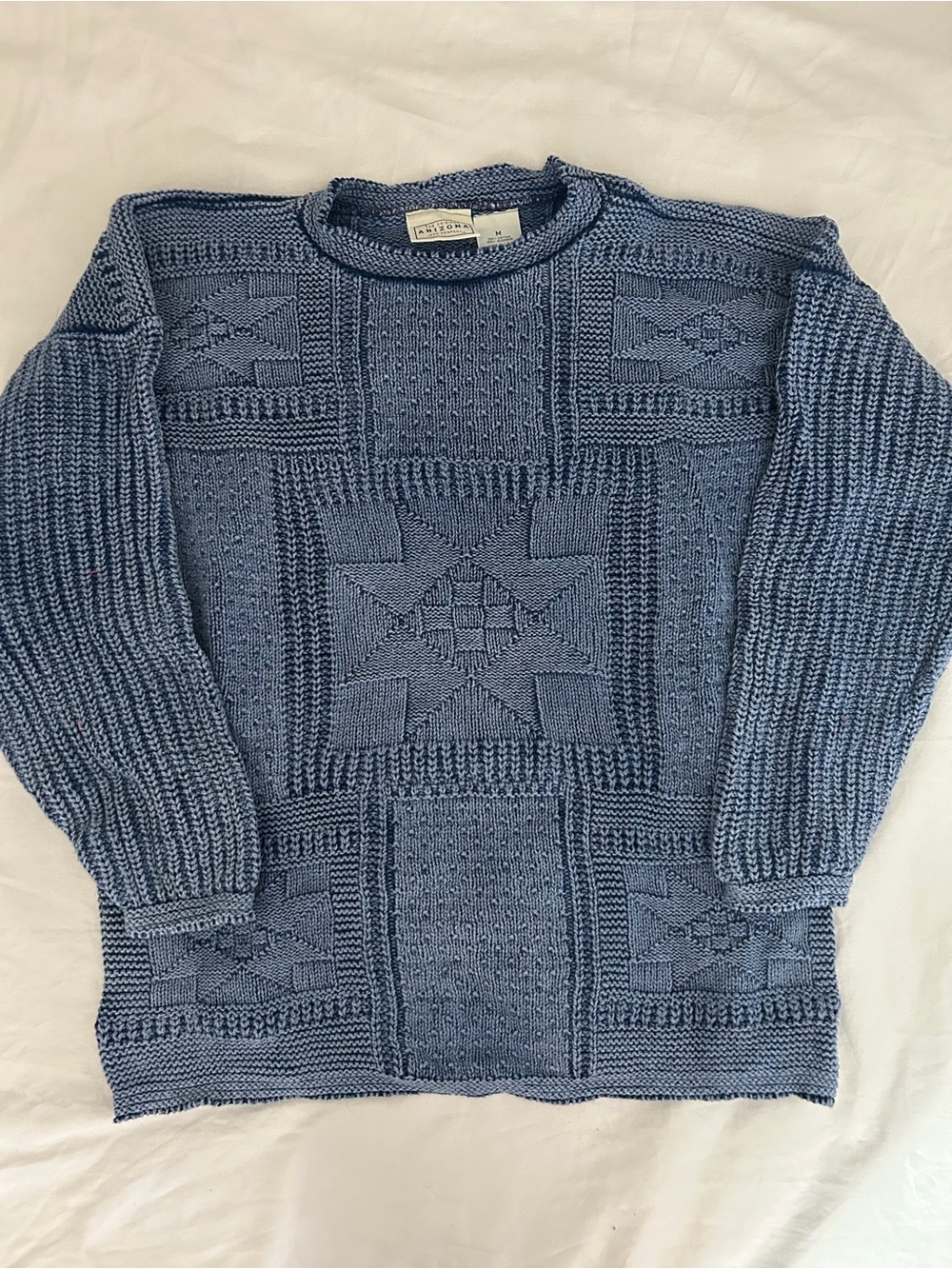 Vintage Grandpa Textured Crewneck Sweater - Arizona Blue